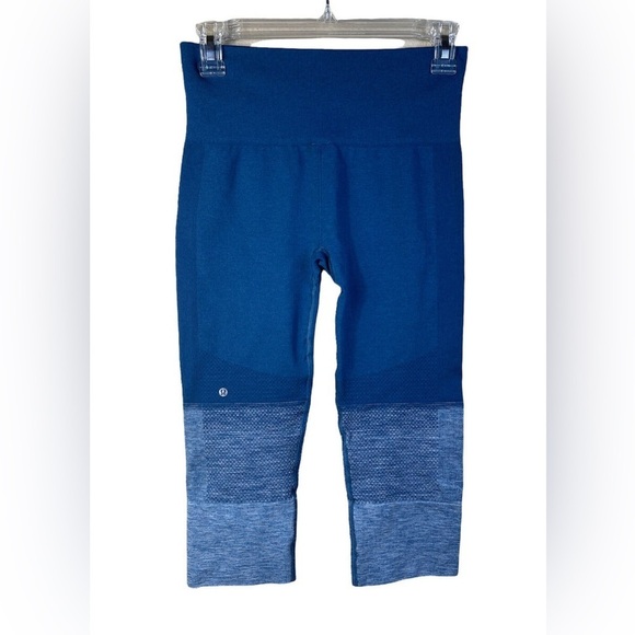 🔥 LULULEMON Seamlessly Street Crop Leggings Women's Size 6 Heather Poseidon Blue - Picture 7 of 12
